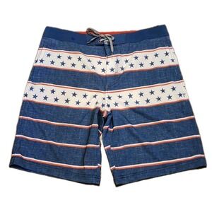 Mossimo Supply Co Men's Swim Trunks Size 36, Inseam 10" Board Shorts Blue Stars